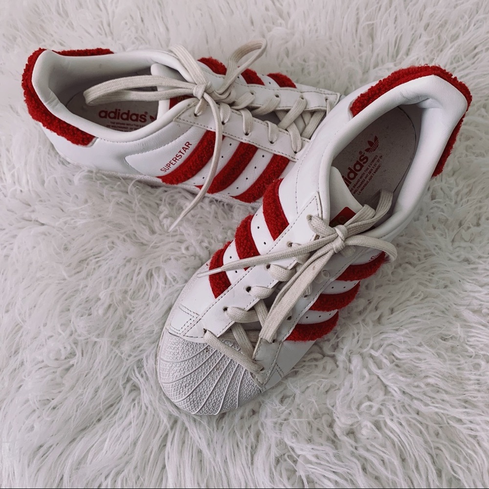 Adidas Women's Red and White Superstars